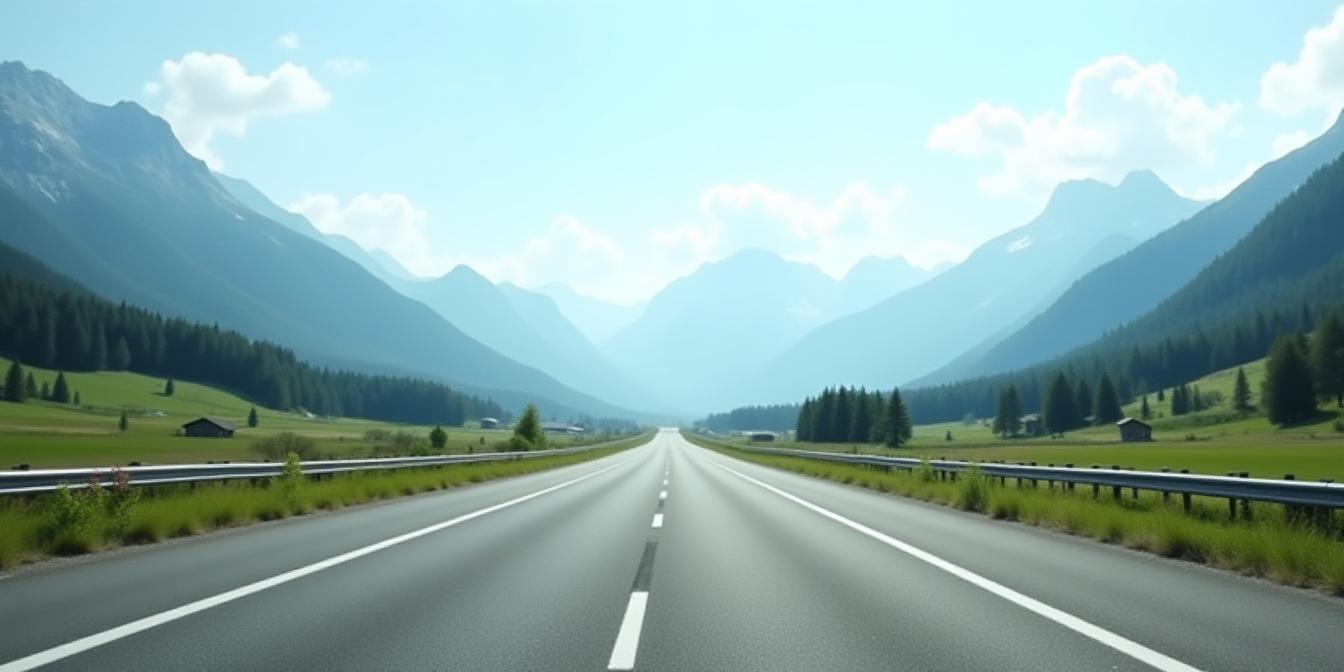 Blick auf eine österreichische Autobahn vor Alpenkulisse